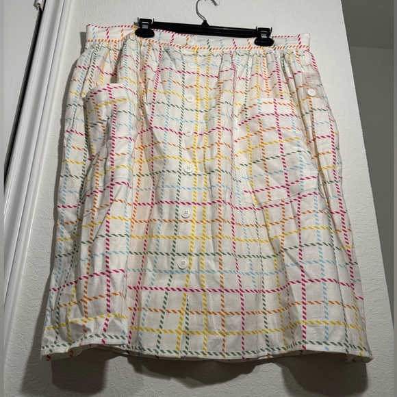 ModCloth NWT Creative Direction Rainbow Plaid A-Line Linen Skirt Womens Size 16 - Picture 4 of 10